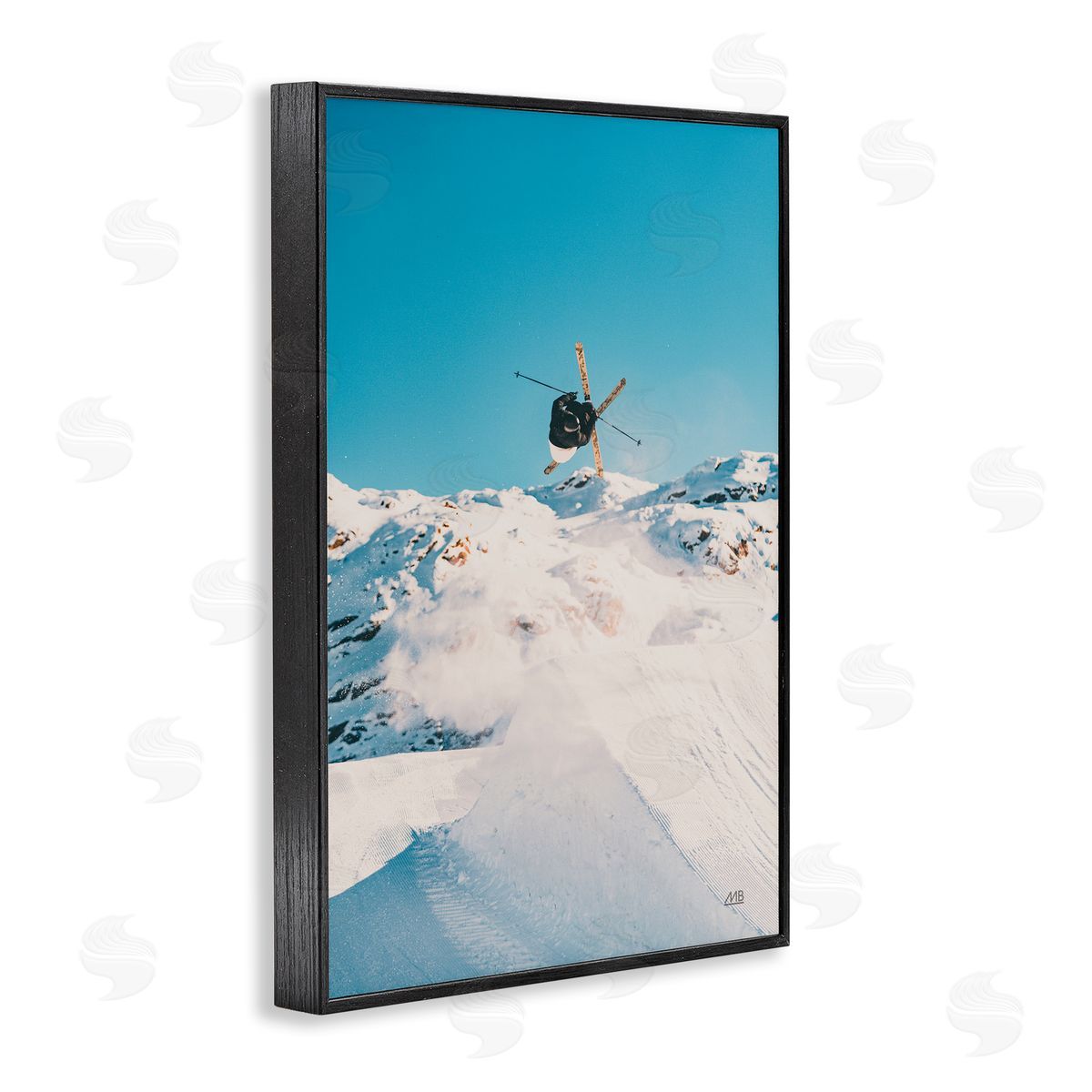 Snow Day Skiing Black Frame Print Wall Art, Home Decor by Max Blakesberg Studios
