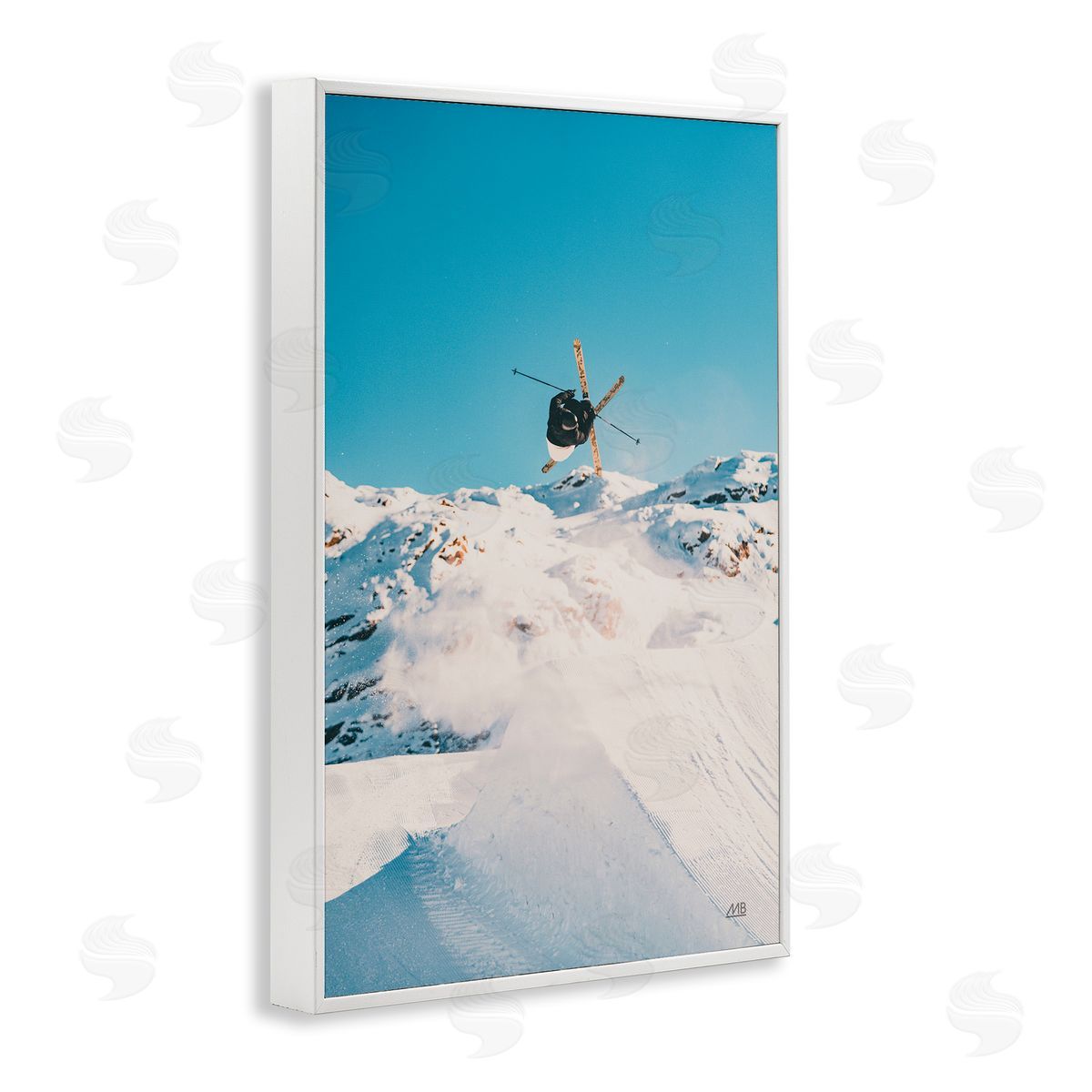 Snow Day Skiing White Frame Print Wall Art, Home Decor by Max Blakesberg Studios