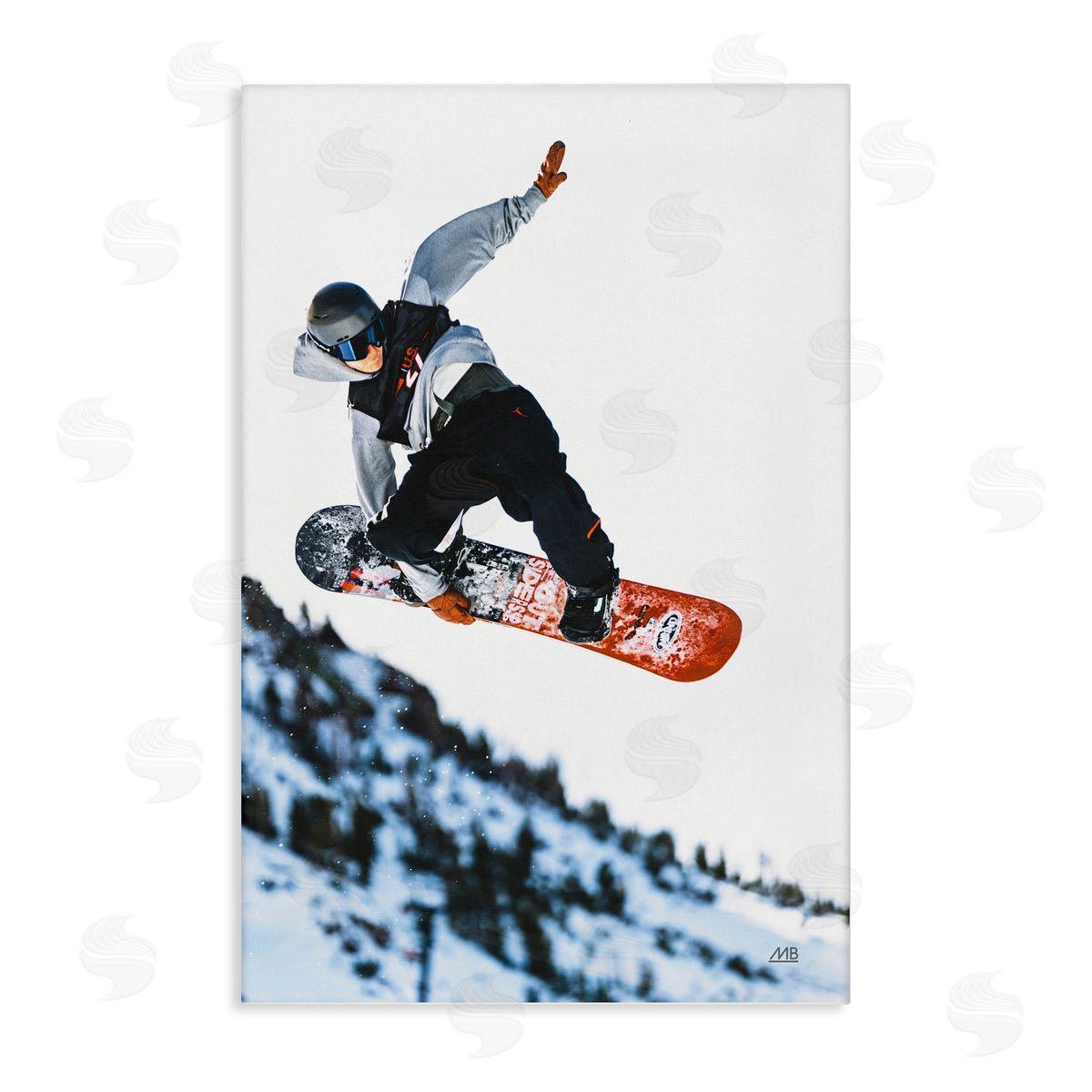 Winter Snowboard Jumps Canvas Wall Art, Home Decor by Max Blakesberg Studios