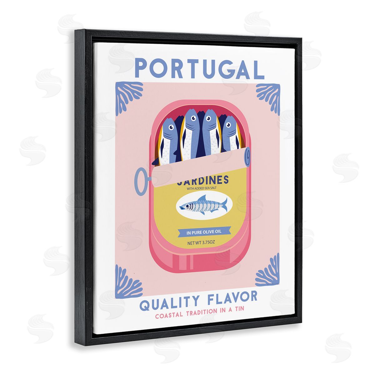 Portugal Sardine Can Black Floating Frame Canvas Wall Art, Home Decor by Omar Escalante