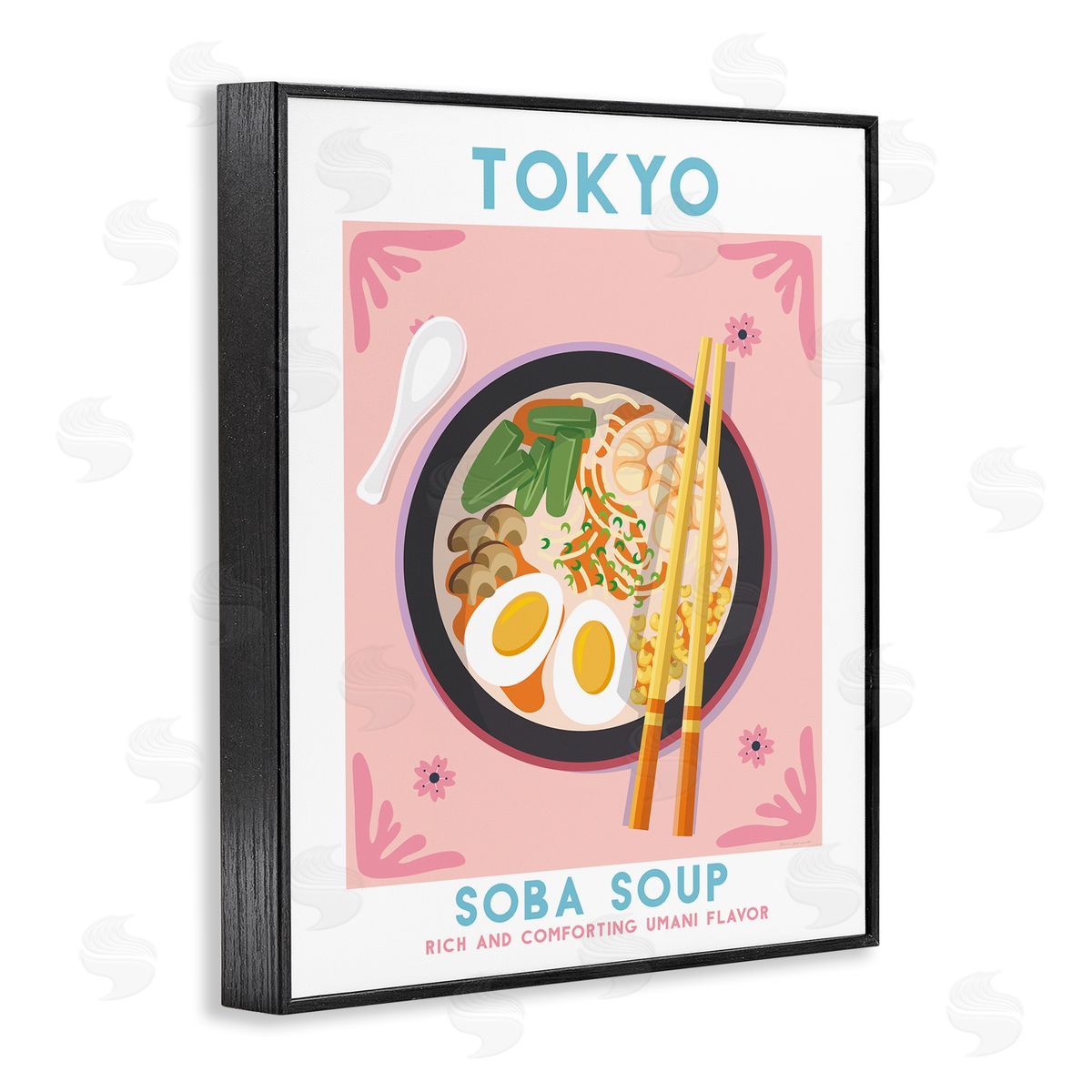Tokyo Soba Soup Black Frame Print Wall Art, Home Decor by Omar Escalante