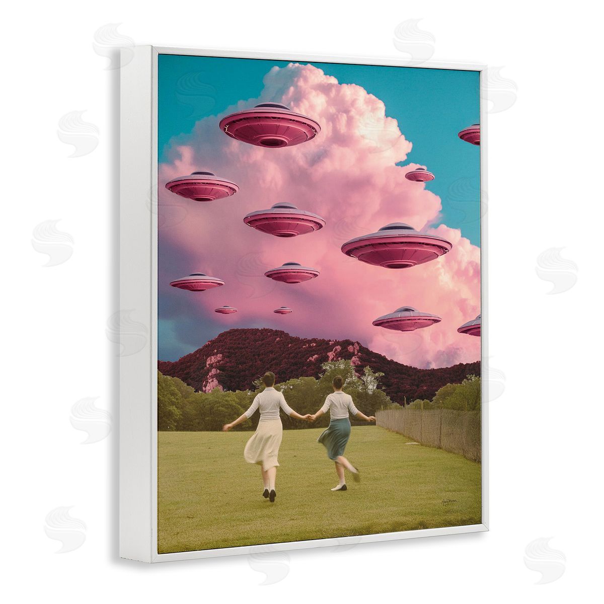 Pick Me Alien Invasion White Frame Print Wall Art, Home Decor by Mary Urban
