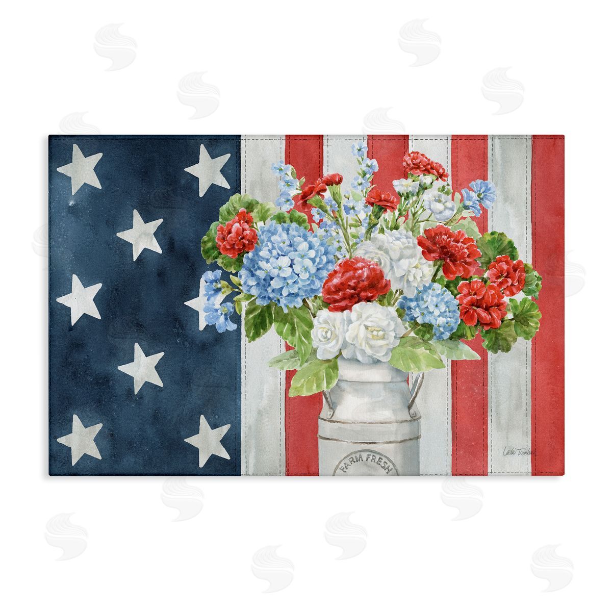 American Flag Bouquet Canvas Wall Art, Home Decor by Leslie Trimbach