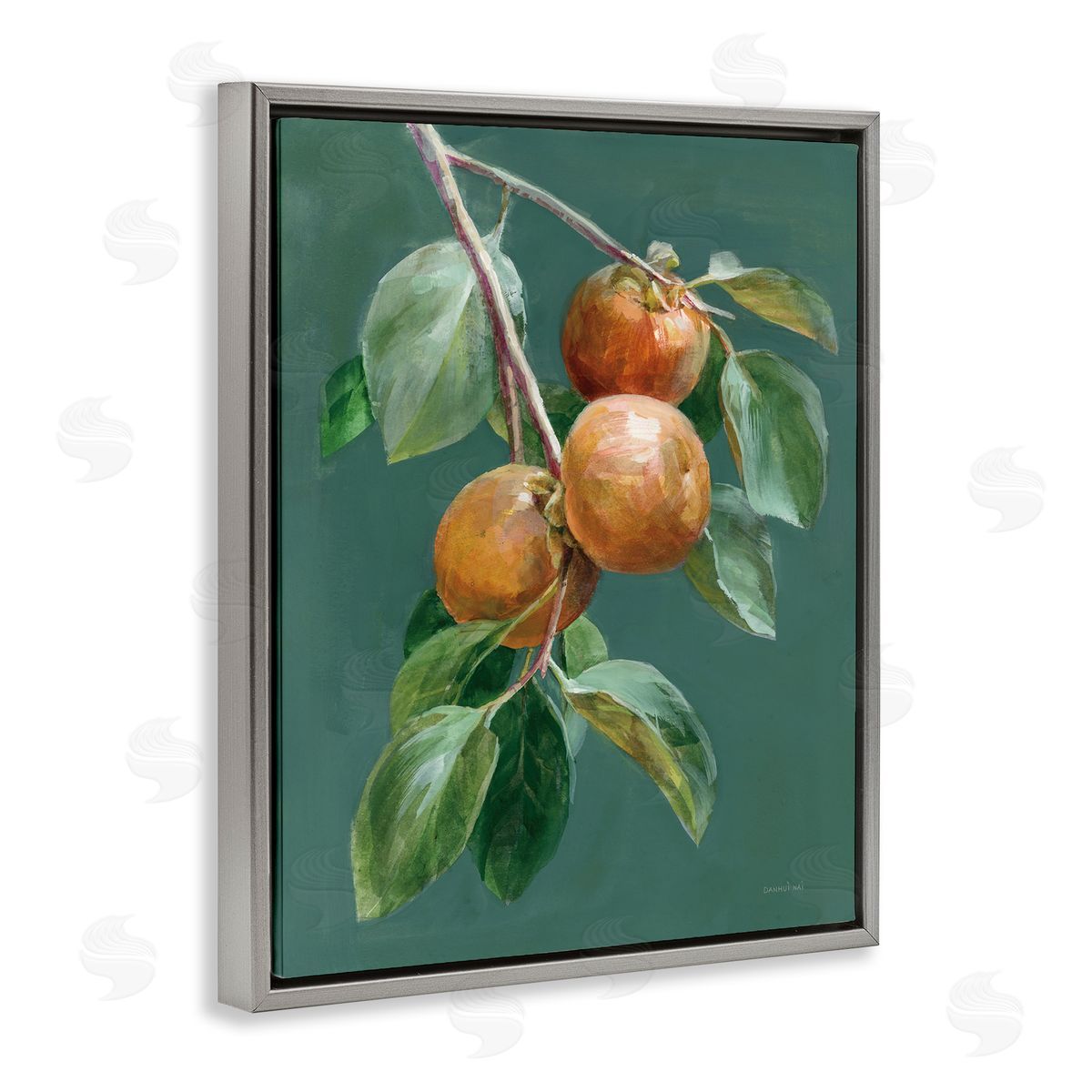 Autumn Harvest Fruits Grey Floating Frame Canvas Wall Art, Home Decor by Danhui Nai