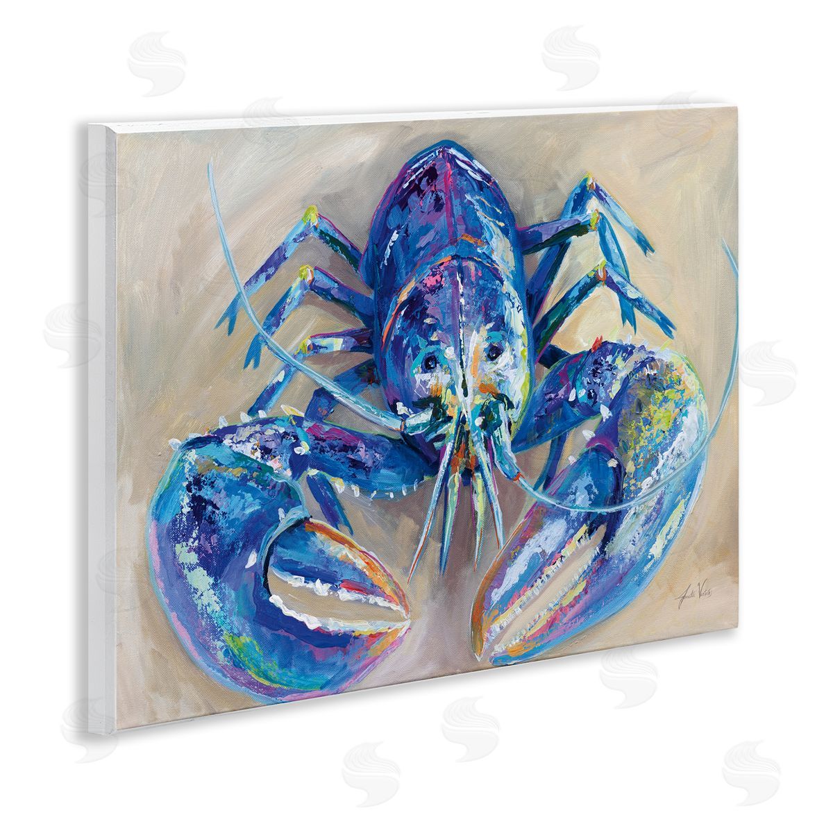 Blue Lobster Impression Wood Plaque Wall Art, Home Decor by Jeanette Vertentes