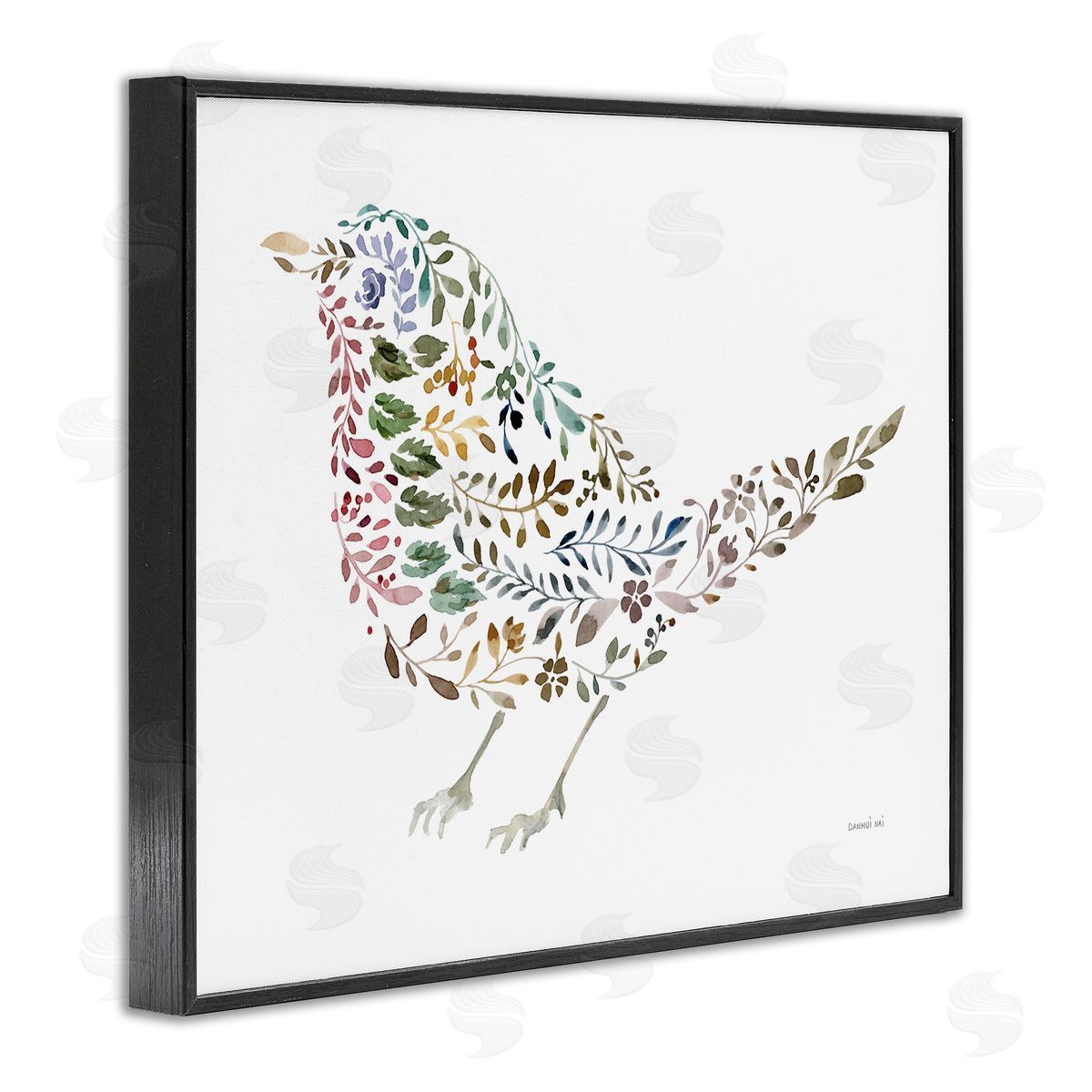 Floral Nature Bird Black Frame Print Wall Art, Home Decor by Danhui Nai