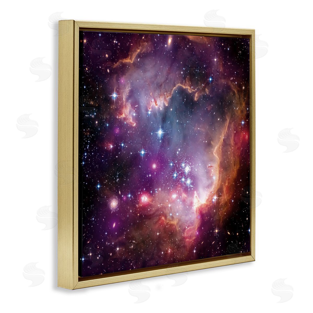 Cloud Galaxy with Stars Gold Floating Frame Canvas Wall Art, Home Decor by Wild Apple Portfolio
