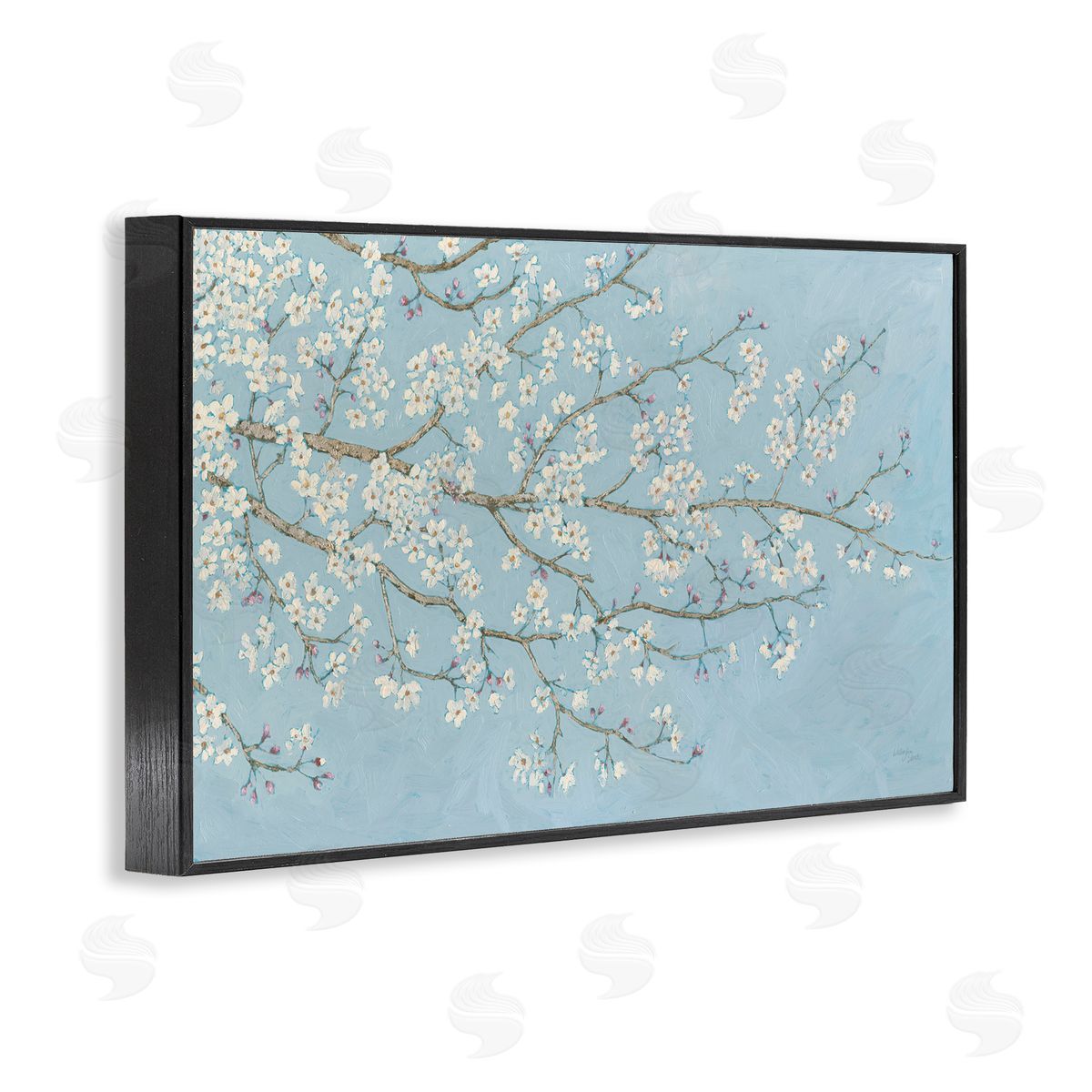 Delicate Apple Blossoms Black Frame Print Wall Art, Home Decor by Wellington Studio