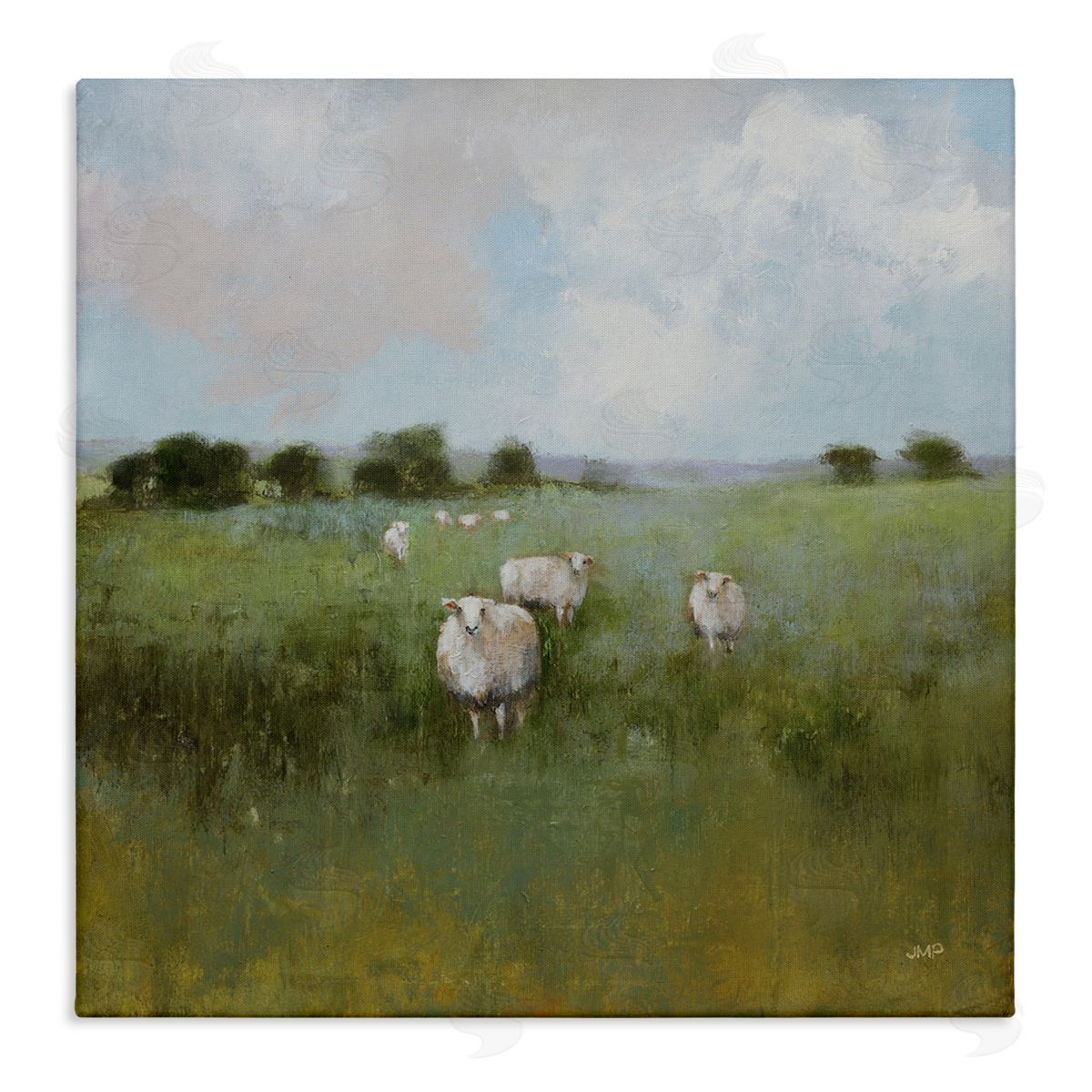 Quiet Pasture with Sheep Canvas Wall Art, Home Decor by Julia Purinton