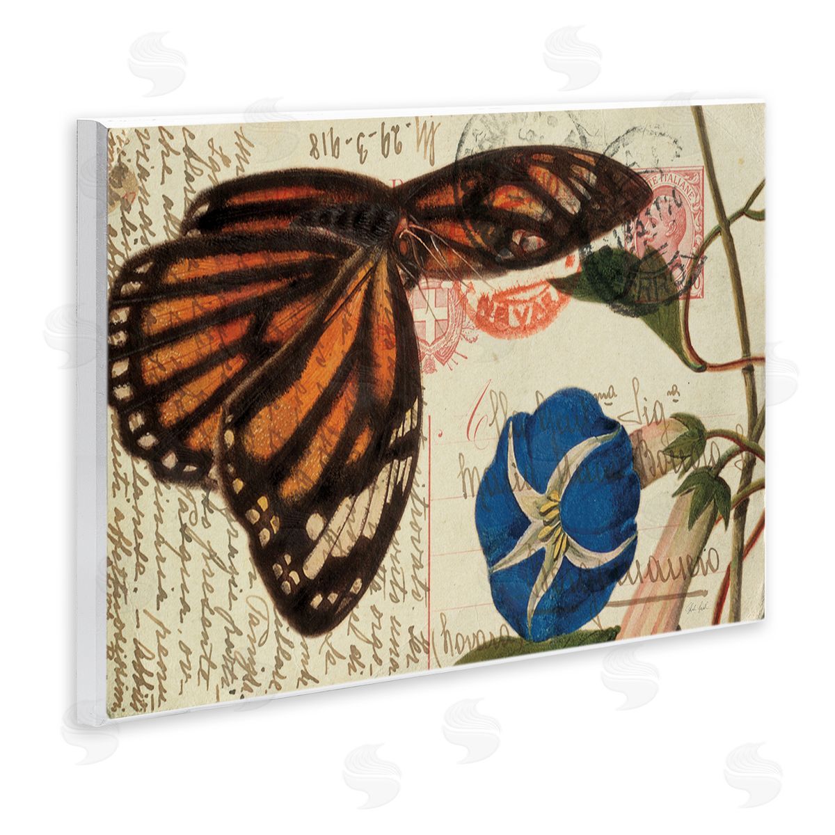 Vintage Postcard & Fauna Wood Plaque Wall Art, Home Decor by Deborah Revell