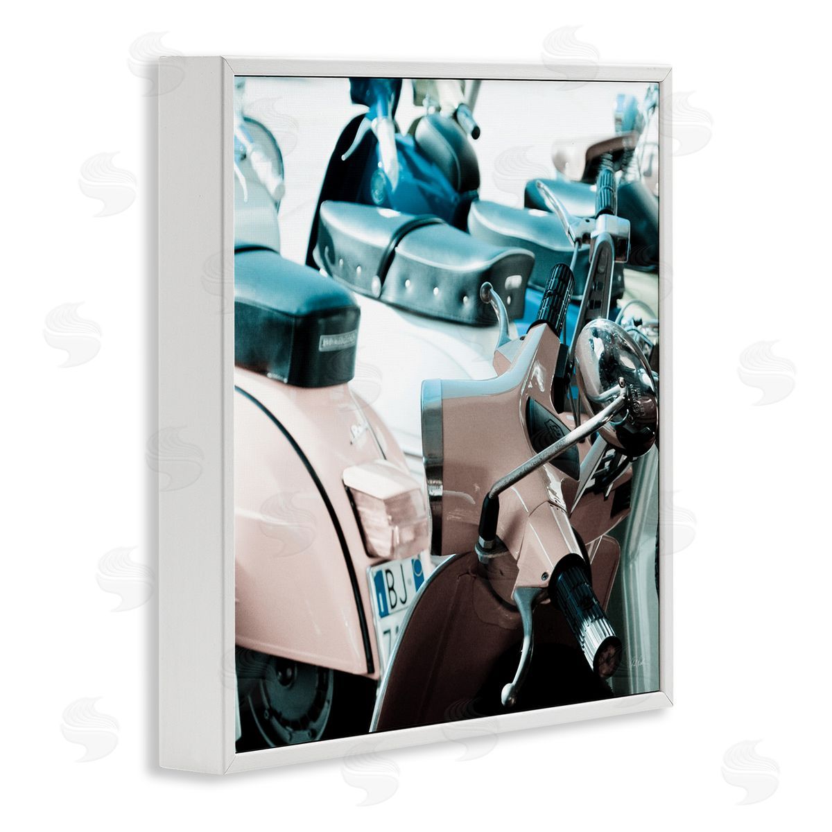 Retro Italian Scooter White Frame Print Wall Art, Home Decor by Deborah Revell