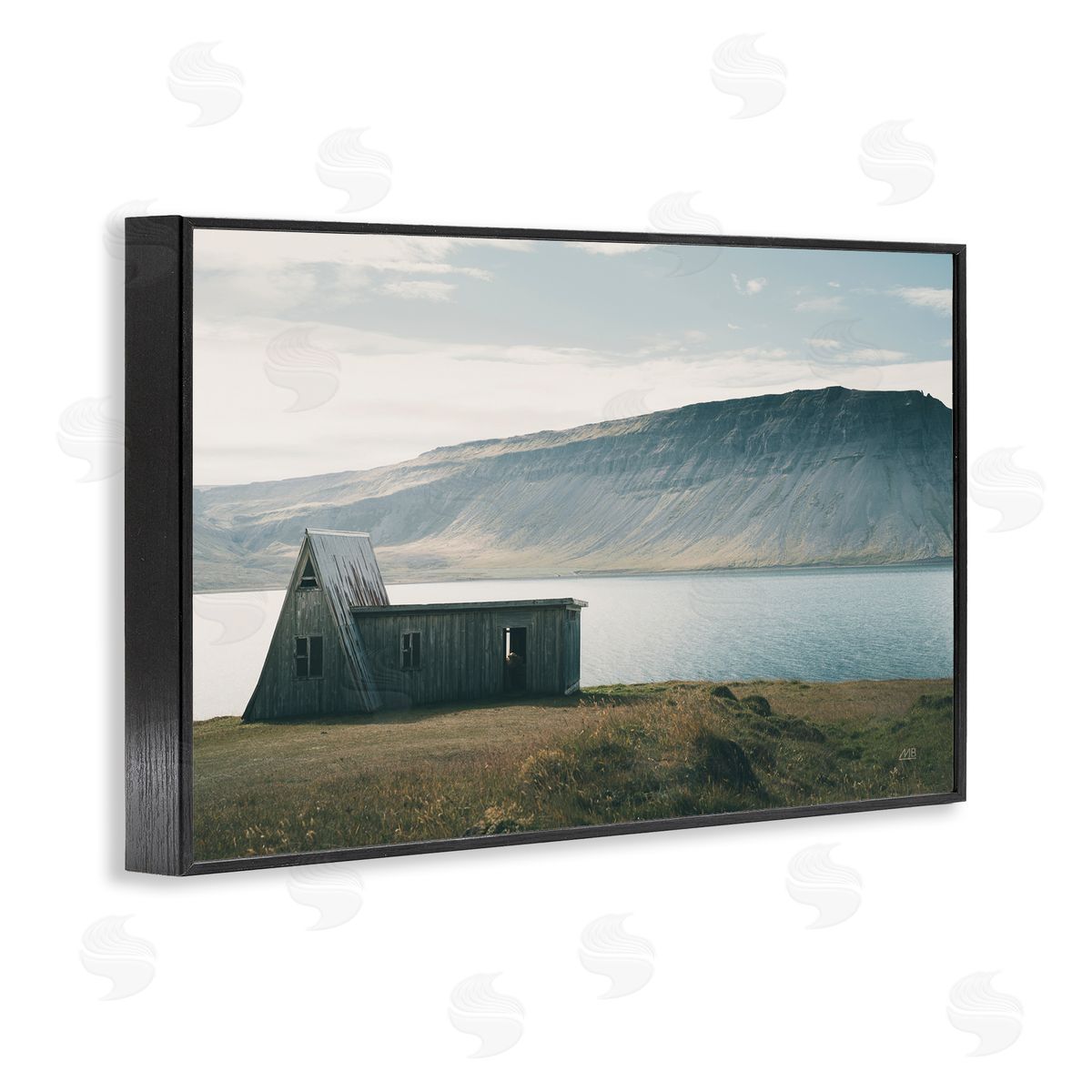 Icelandic Mountain Shore Black Frame Print Wall Art, Home Decor by Max Blakesberg Studios
