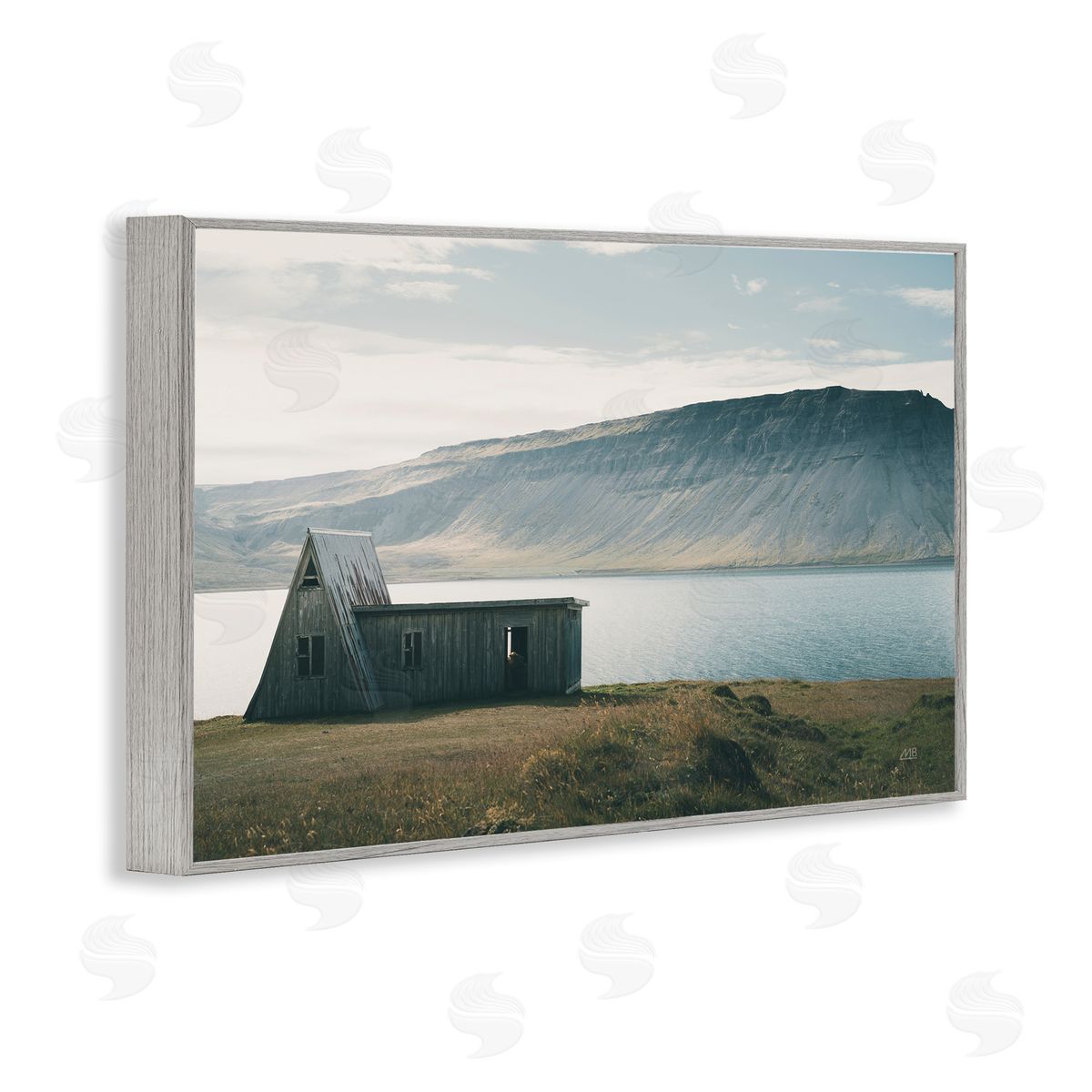 Icelandic Mountain Shore Grey Frame Print Wall Art, Home Decor by Max Blakesberg Studios