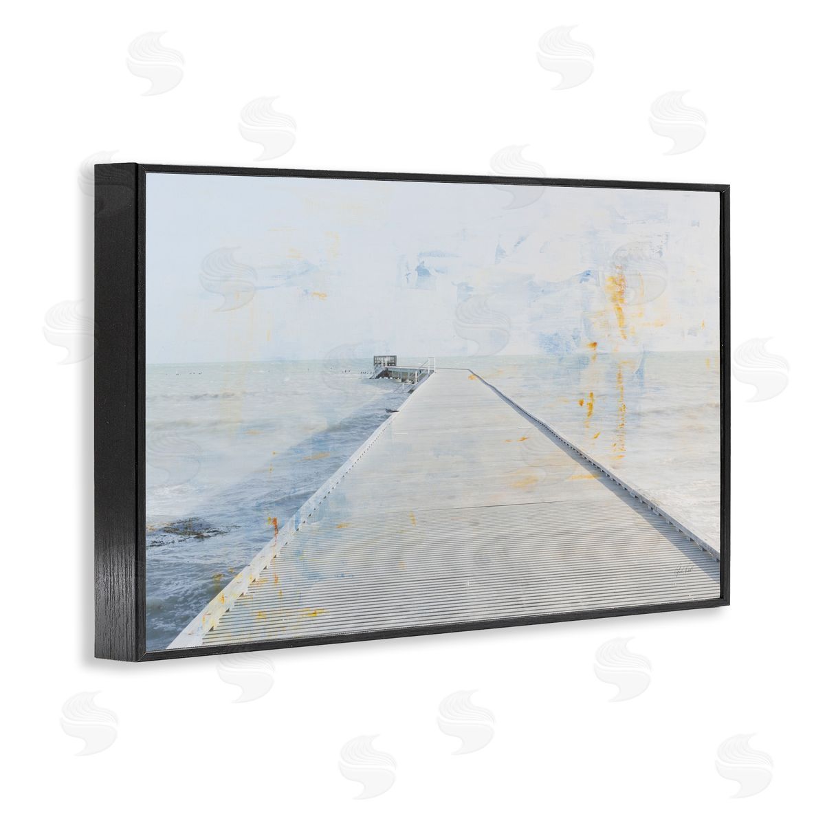 Pier View Distressed Accents Black Frame Print Wall Art, Home Decor by Deborah Revell