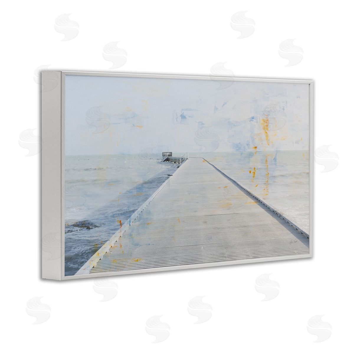 Pier View Distressed Accents White Frame Print Wall Art, Home Decor by Deborah Revell