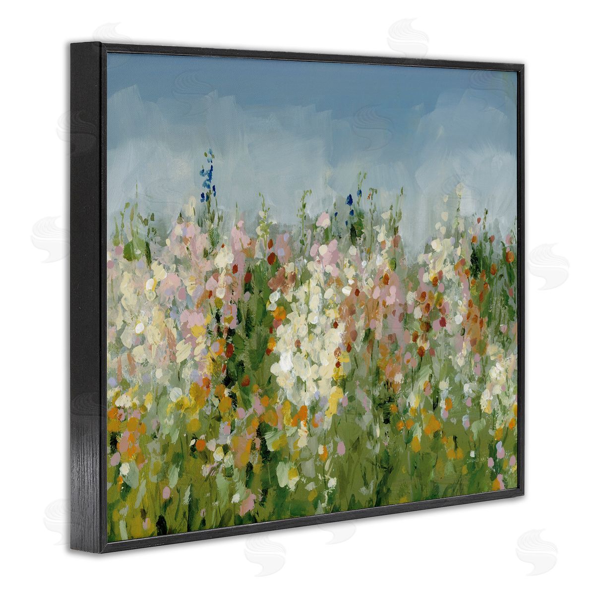 Speckled Tranquil Field Black Frame Print Wall Art, Home Decor by Danhui Nai