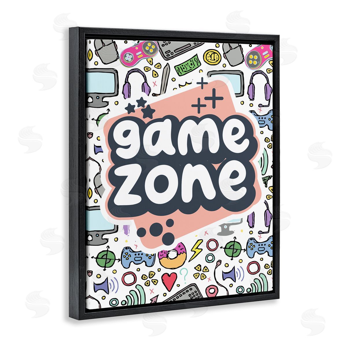 Jesse Keith Peach Game Zone Black Floating Frame Canvas Wall Art Print