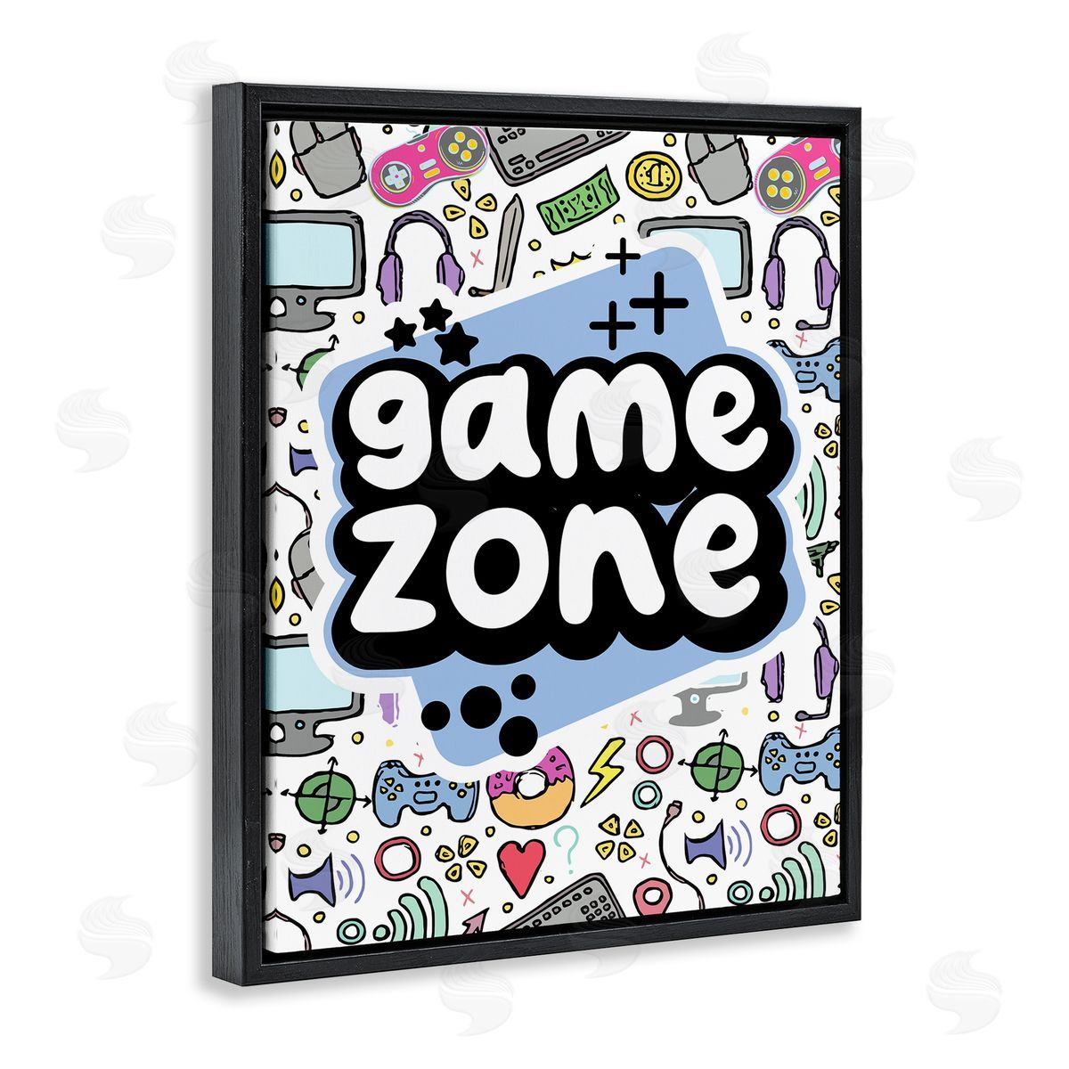 Jesse Keith Blue Game Zone Black Floating Frame Canvas Wall Art Print