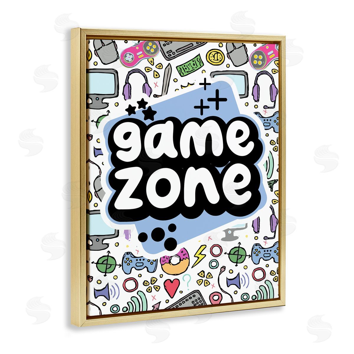 Jesse Keith Blue Game Zone Gold Floating Frame Canvas Wall Art Print