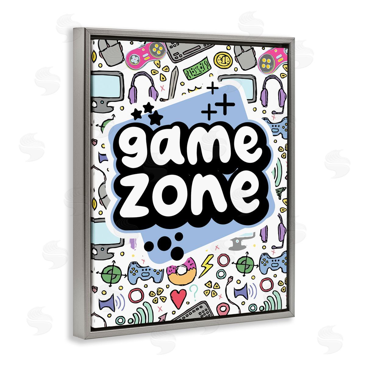 Jesse Keith Blue Game Zone Gray Floating Frame Canvas Wall Art Print