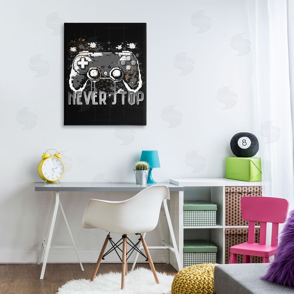 Kim Allen Never Stop Game Controller Canvas Wall Art Print in Room