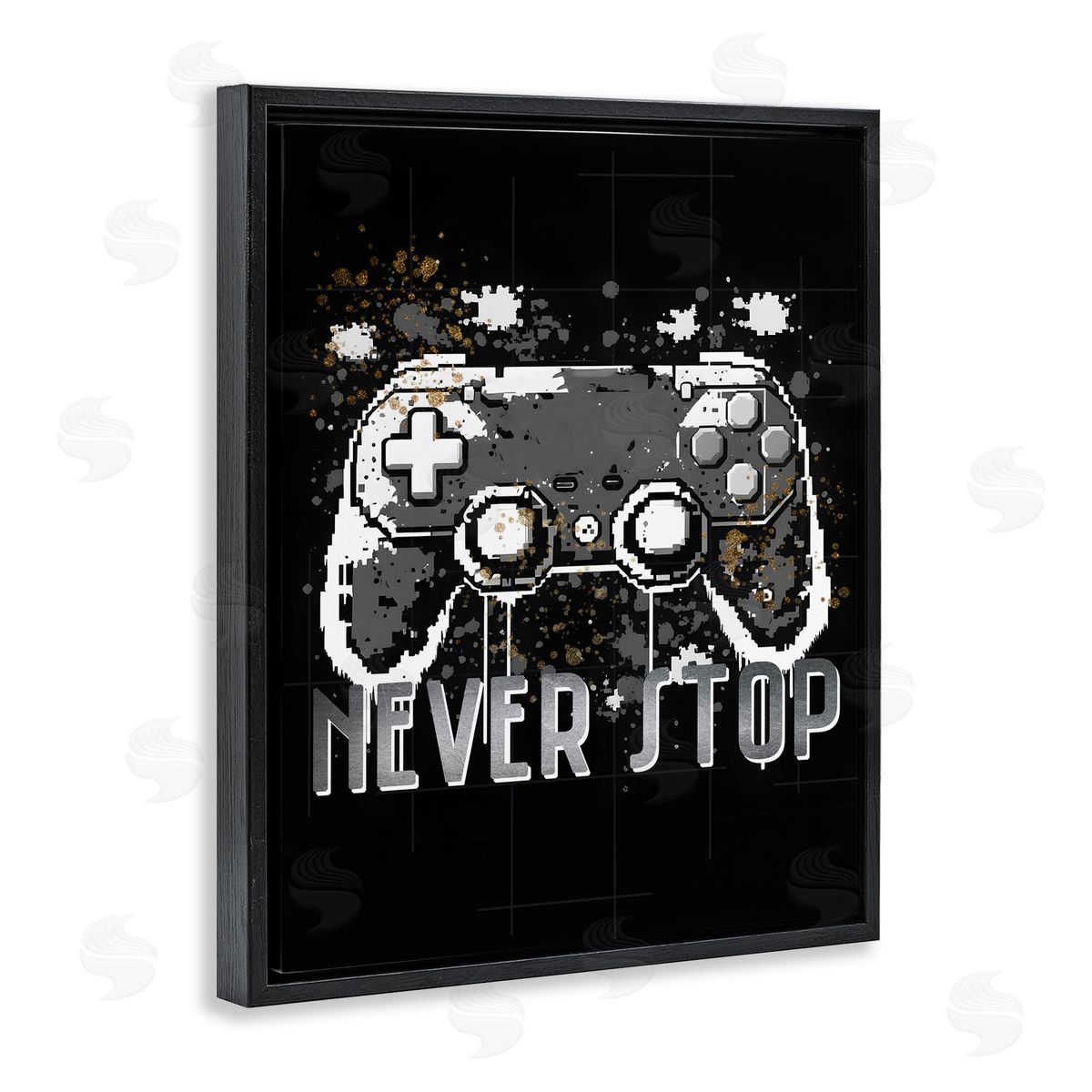 Kim Allen Never Stop Game Controller Black Floating Frame Canvas Wall Art Print