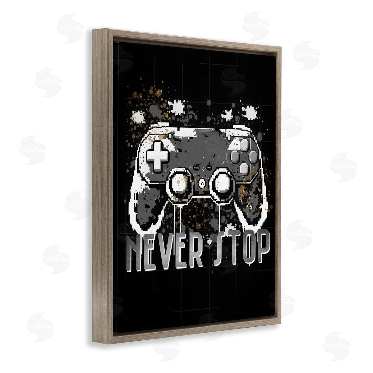 Kim Allen Never Stop Game Controller Brown Floating Frame Canvas Wall Art Print