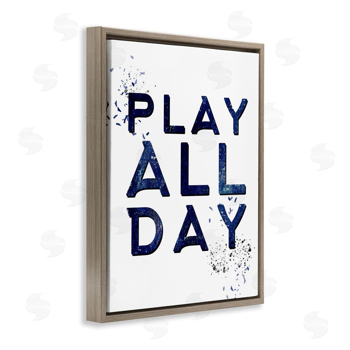 Kim Allen Play All Day Gamer Brown Floating Frame Canvas Wall Art Print