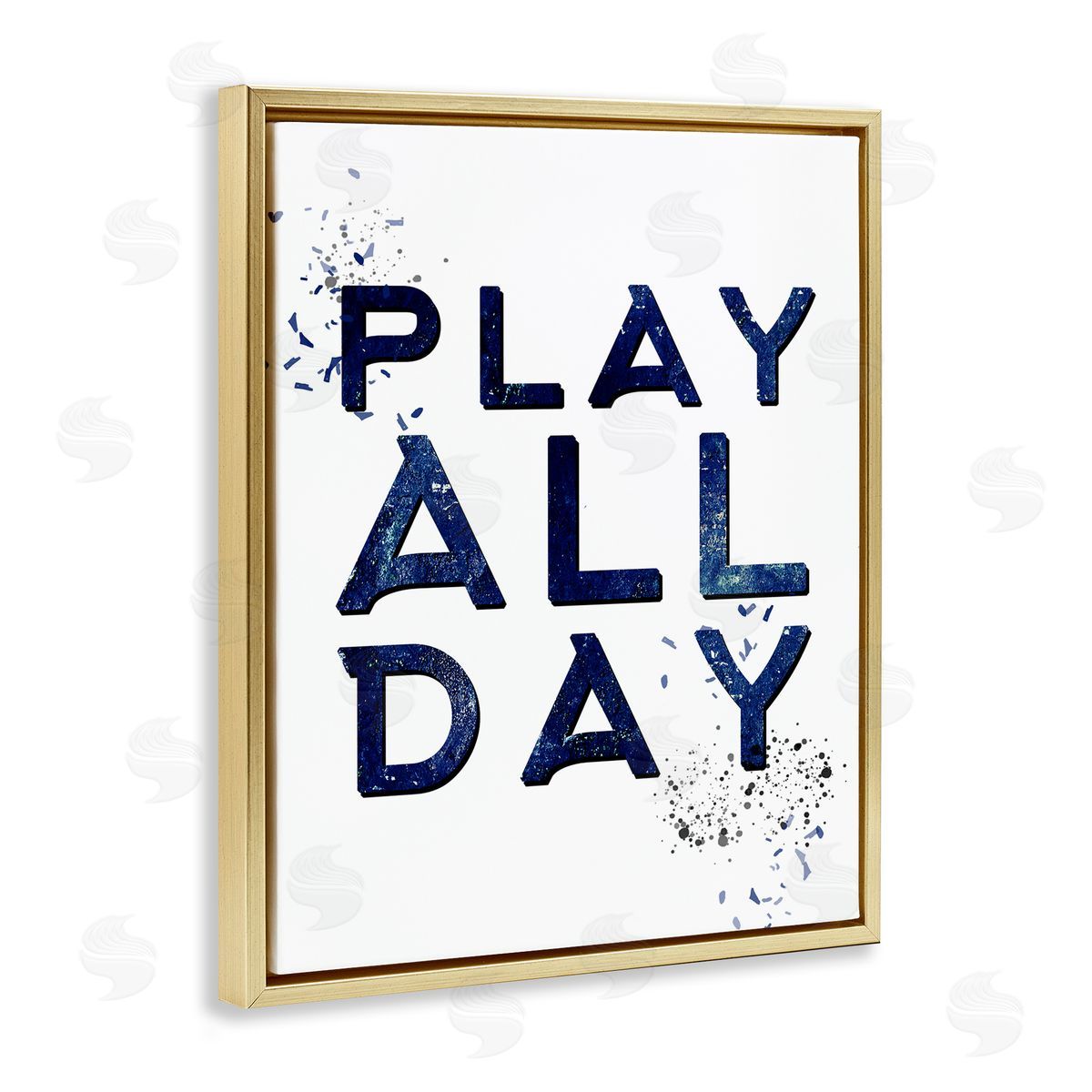 Kim Allen Play All Day Gamer Gold Floating Frame Canvas Wall Art Print