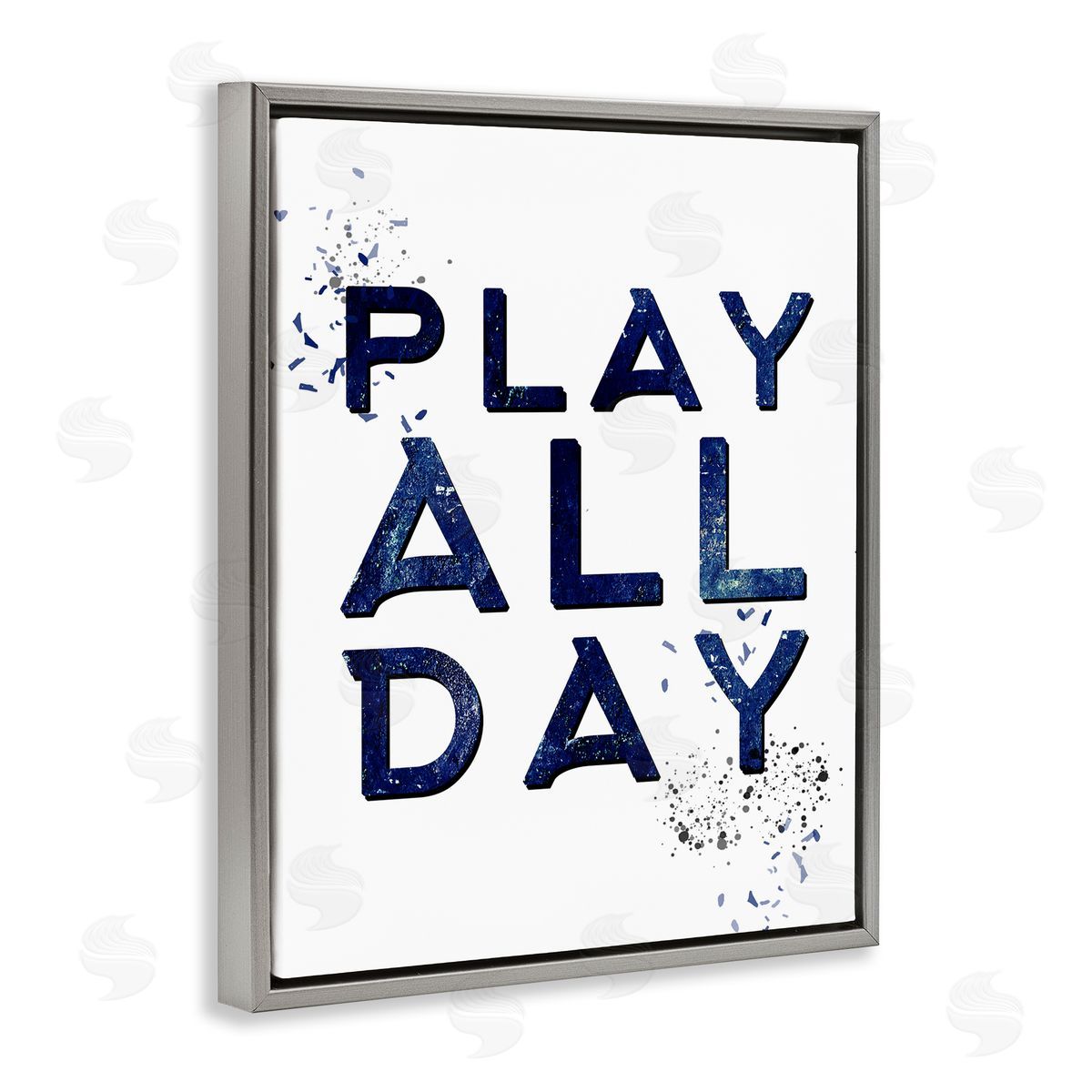 Kim Allen Play All Day Gamer Gray Floating Frame Canvas Wall Art Print