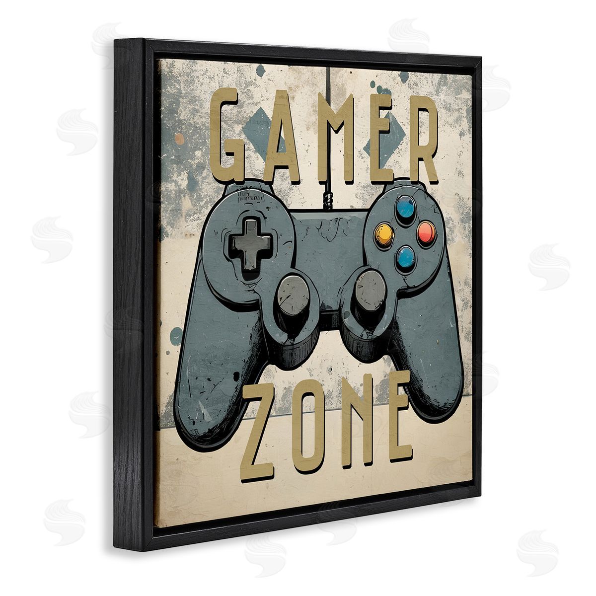 Kim Allen Vintage Gamer Zone Black Floating Frame Canvas Wall Art Print