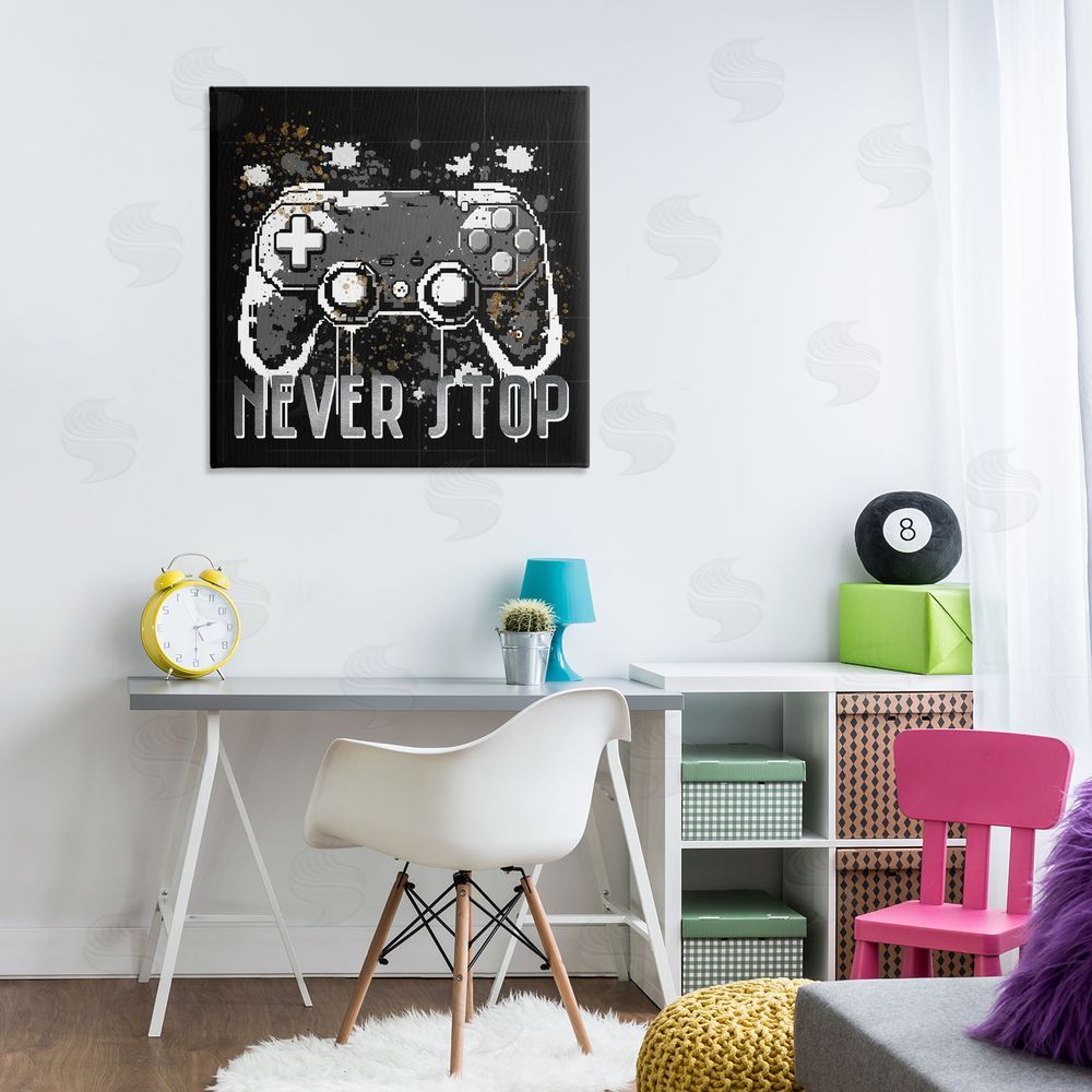 Kim Allen Never Stop Pixel Controller Canvas Wall Art Print in Room