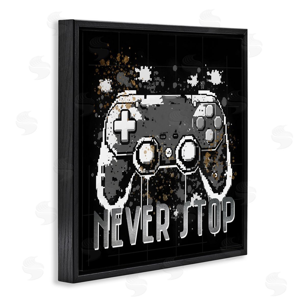 Kim Allen Never Stop Pixel Controller Black Floating Frame Canvas Wall Art Print