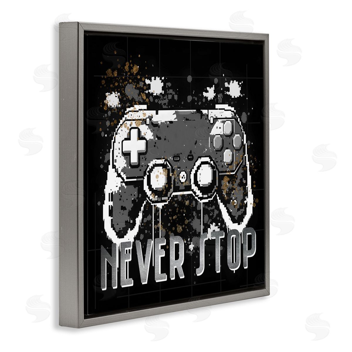 Kim Allen Never Stop Pixel Controller Gray Floating Frame Canvas Wall Art Print