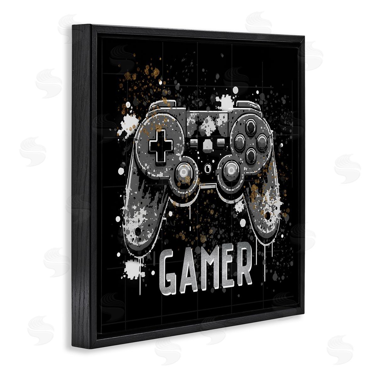 Kim Allen Pixel Style Gamer Black Floating Frame Canvas Wall Art Print