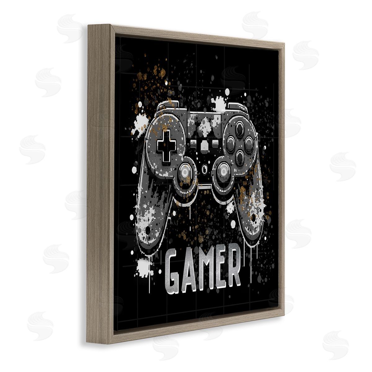 Kim Allen Pixel Style Gamer Brown Floating Frame Canvas Wall Art Print
