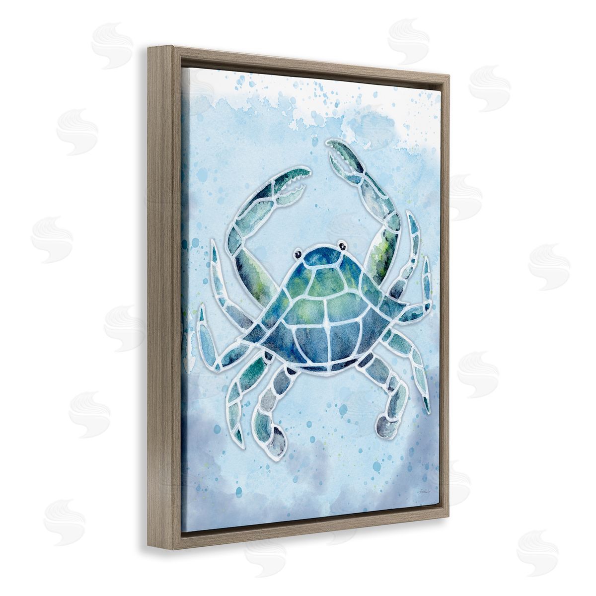 Patti Bishop Stained Glass Crab Brown Floating Frame Canvas Wall Art Print
