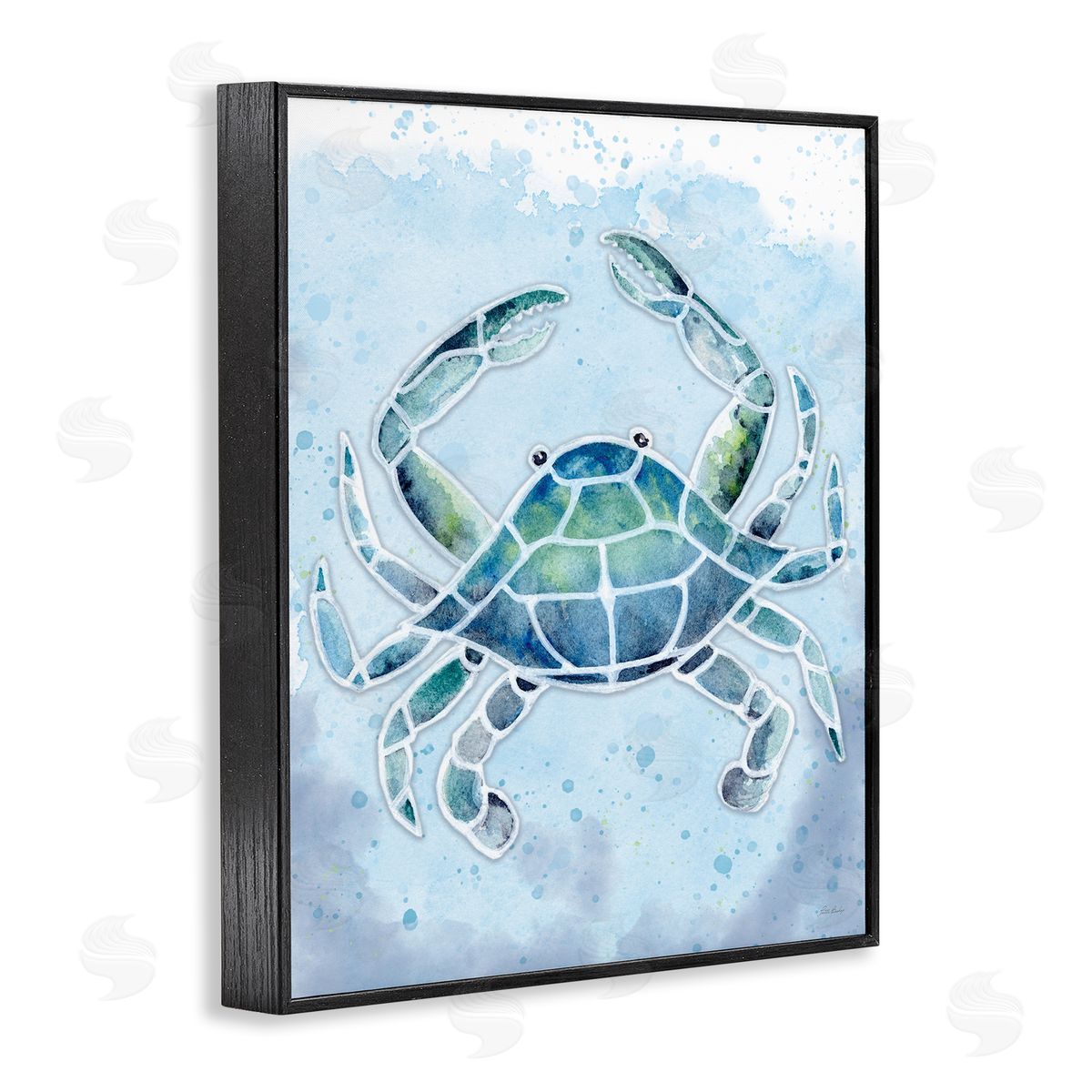 Patti Bishop Stained Glass Crab Black Framed Giclee Wall Art Print