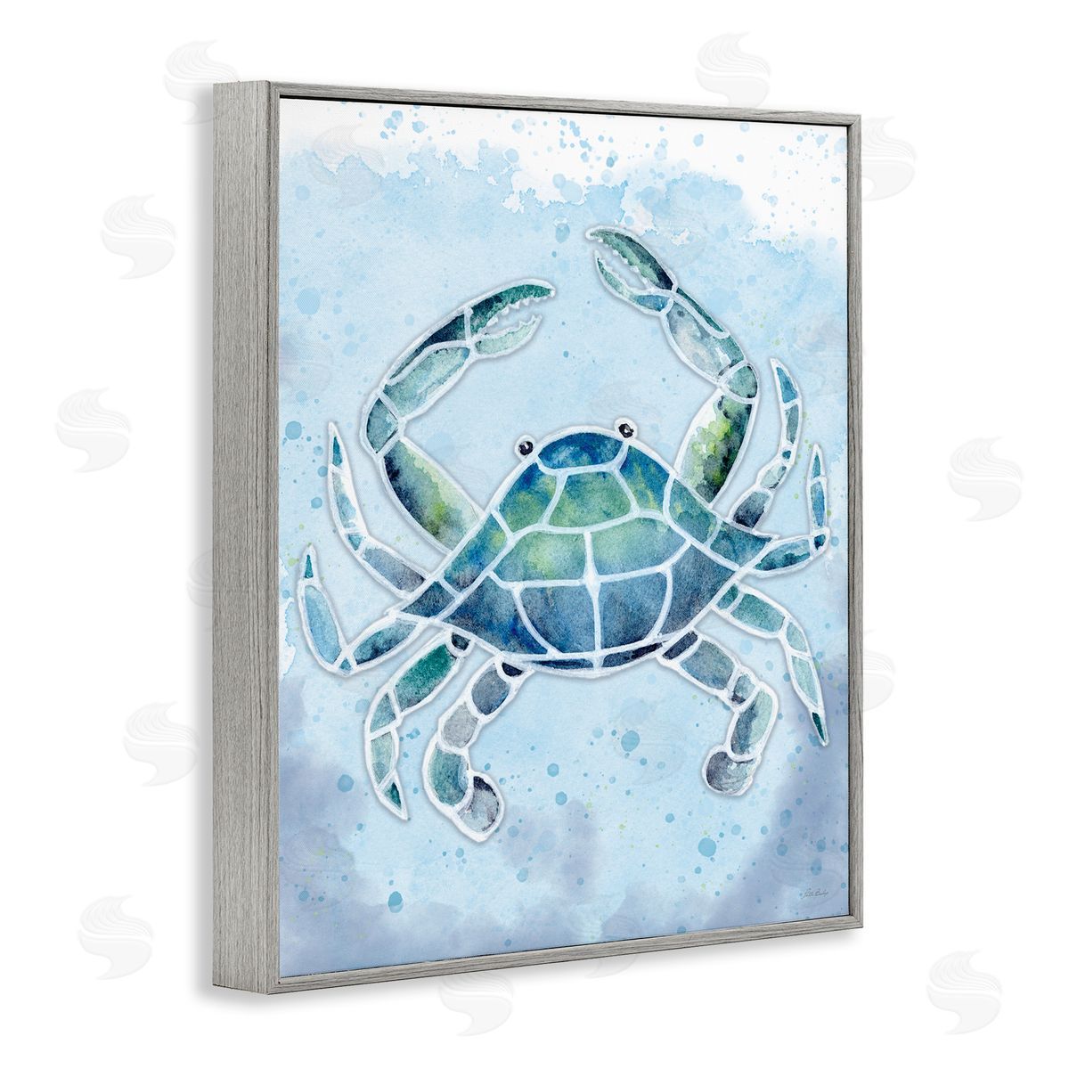 Patti Bishop Stained Glass Crab Gray Framed Giclee Wall Art Print