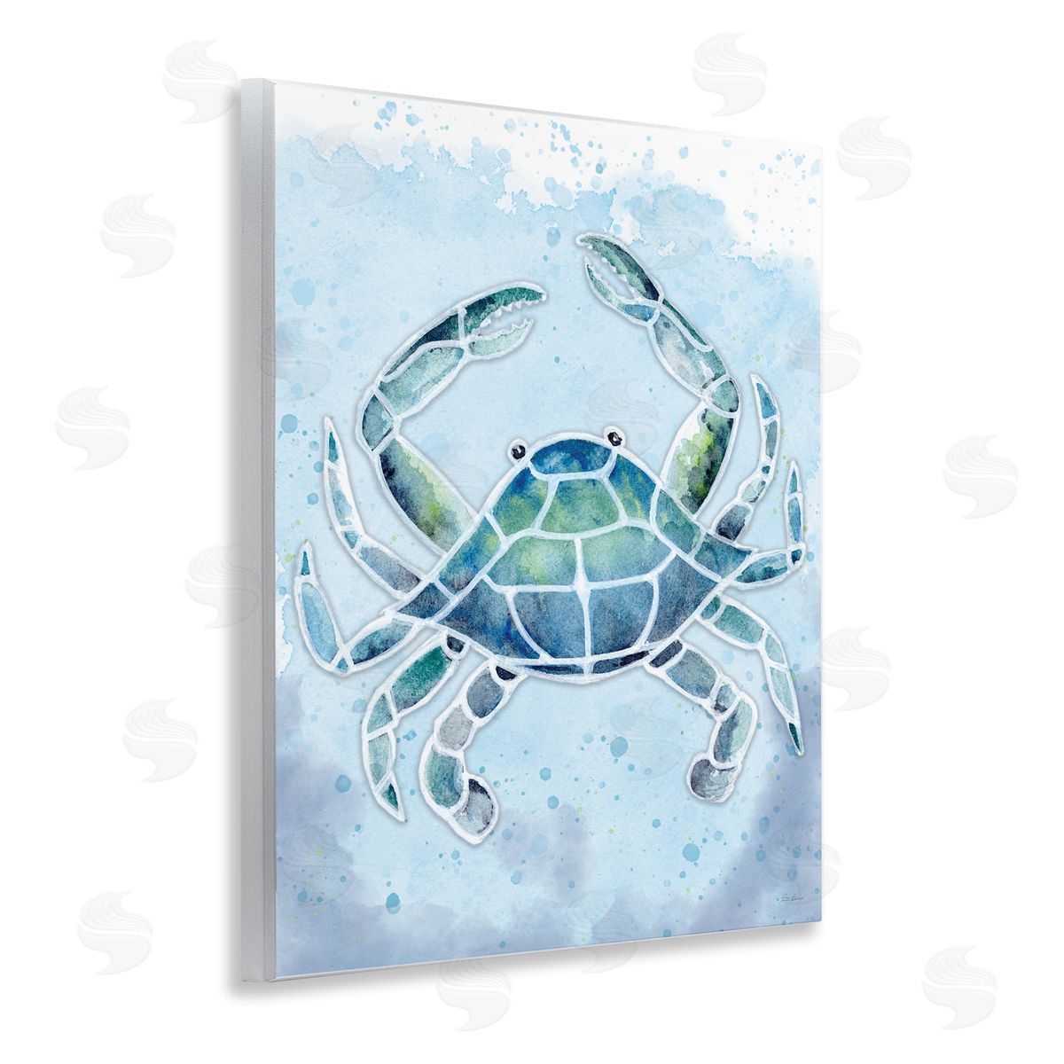 Patti Bishop Stained Glass Crab Wooden Wall Plaque Art Print
