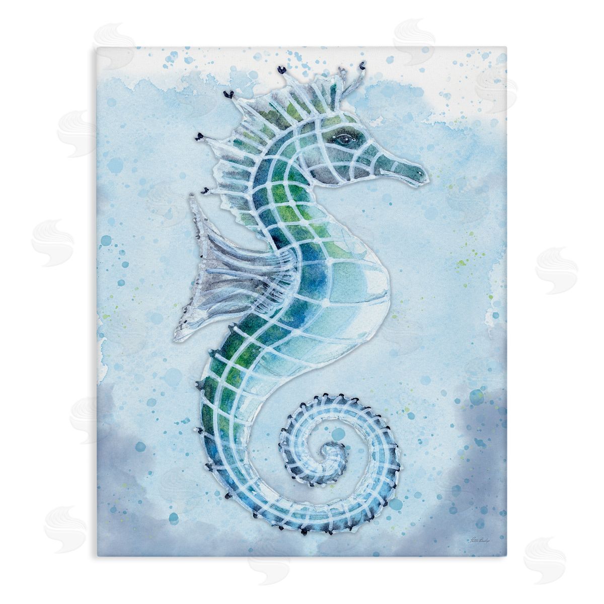Patti Bishop Stained Glass Seahorse Canvas Wall Art Print
