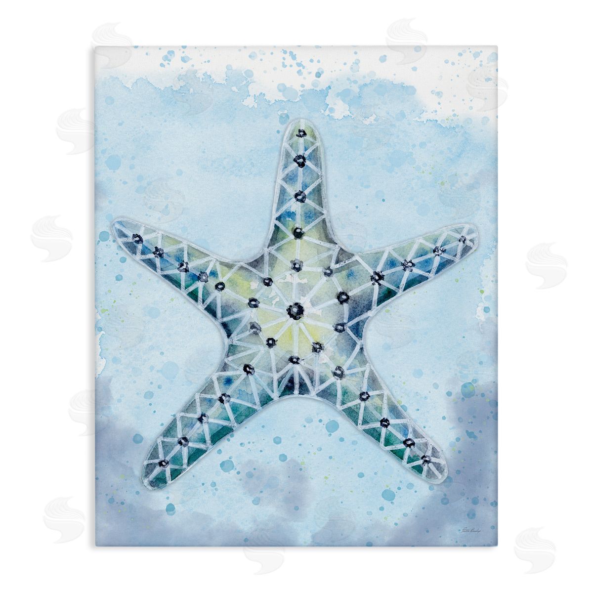 Patti Bishop Stained Glass Starfish Canvas Wall Art Print