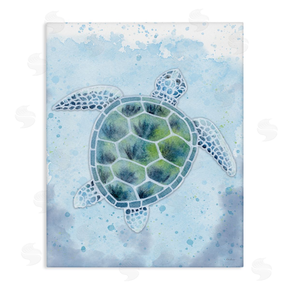 Patti Bishop Stained Glass Turtle Canvas Wall Art Print