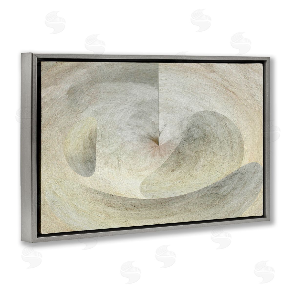 Noah Bay Curving Freeform Abstract Gray Floating Frame Canvas Wall Art Print