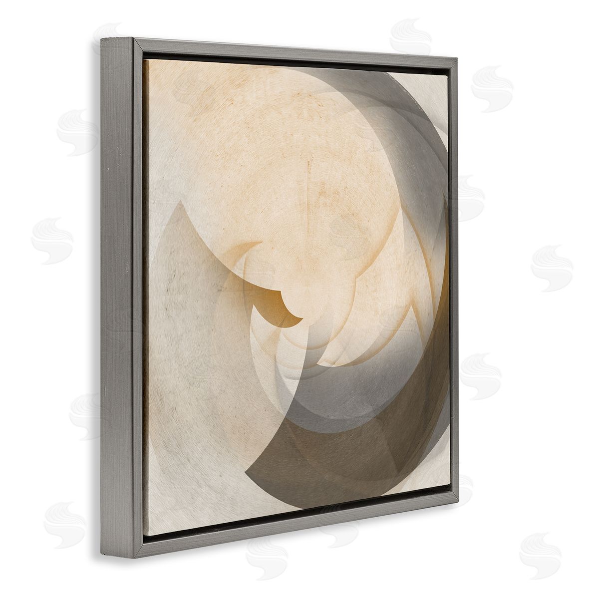 Noah Bay Shadowed Form Curve Gray Floating Frame Canvas Wall Art Print