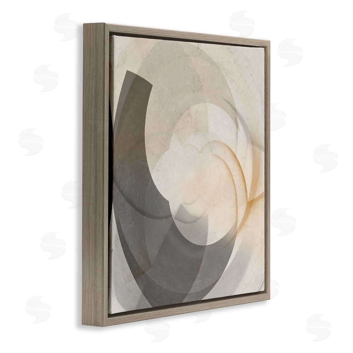 Noah Bay Shadowed Swoop Abstraction Brown Floating Frame Canvas Wall Art Print