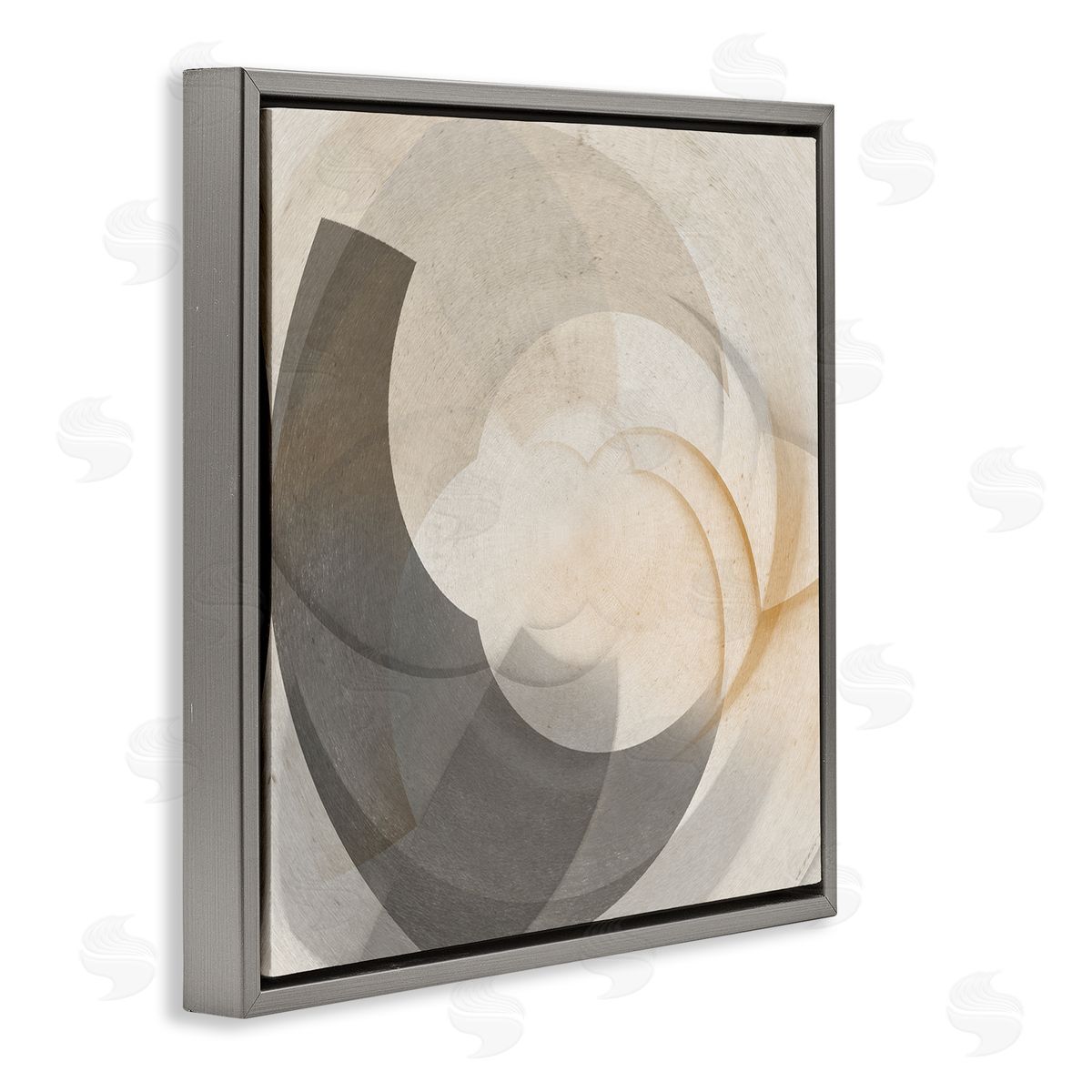 Noah Bay Shadowed Swoop Abstraction Gray Floating Frame Canvas Wall Art Print