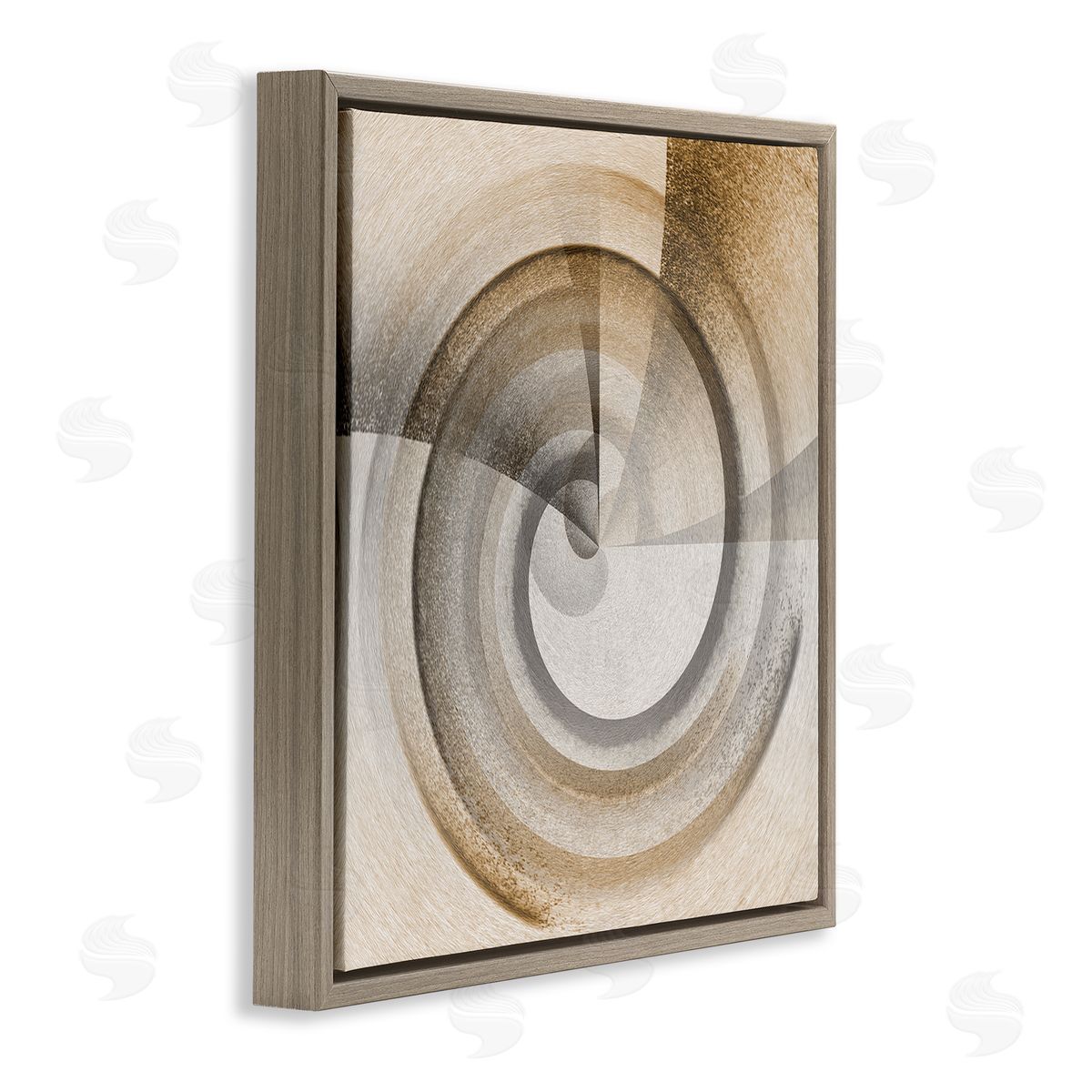 Noah Bay Spinning Centric Circle Brown Floating Frame Canvas Wall Art Print