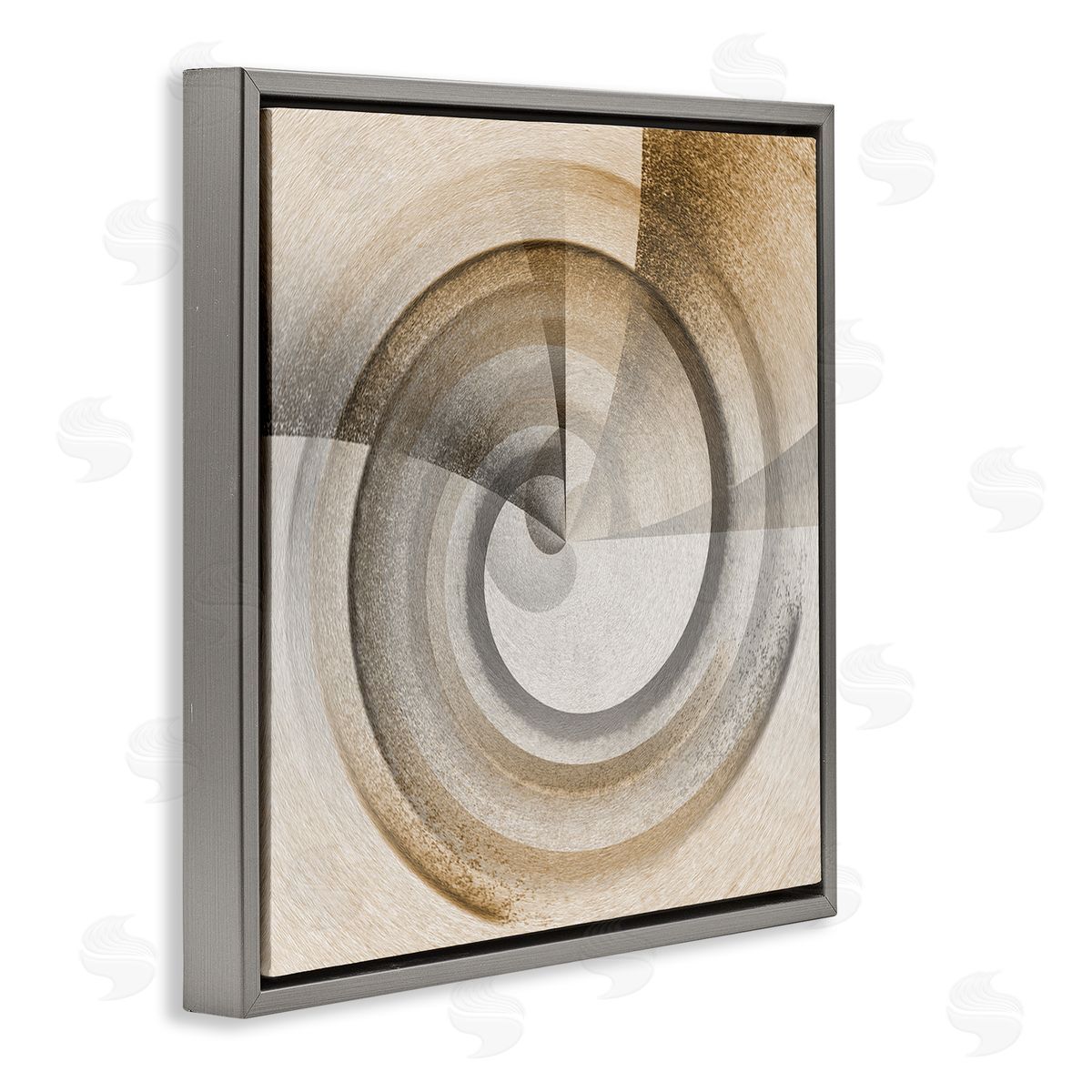 Noah Bay Spinning Centric Circle Gray Floating Frame Canvas Wall Art Print