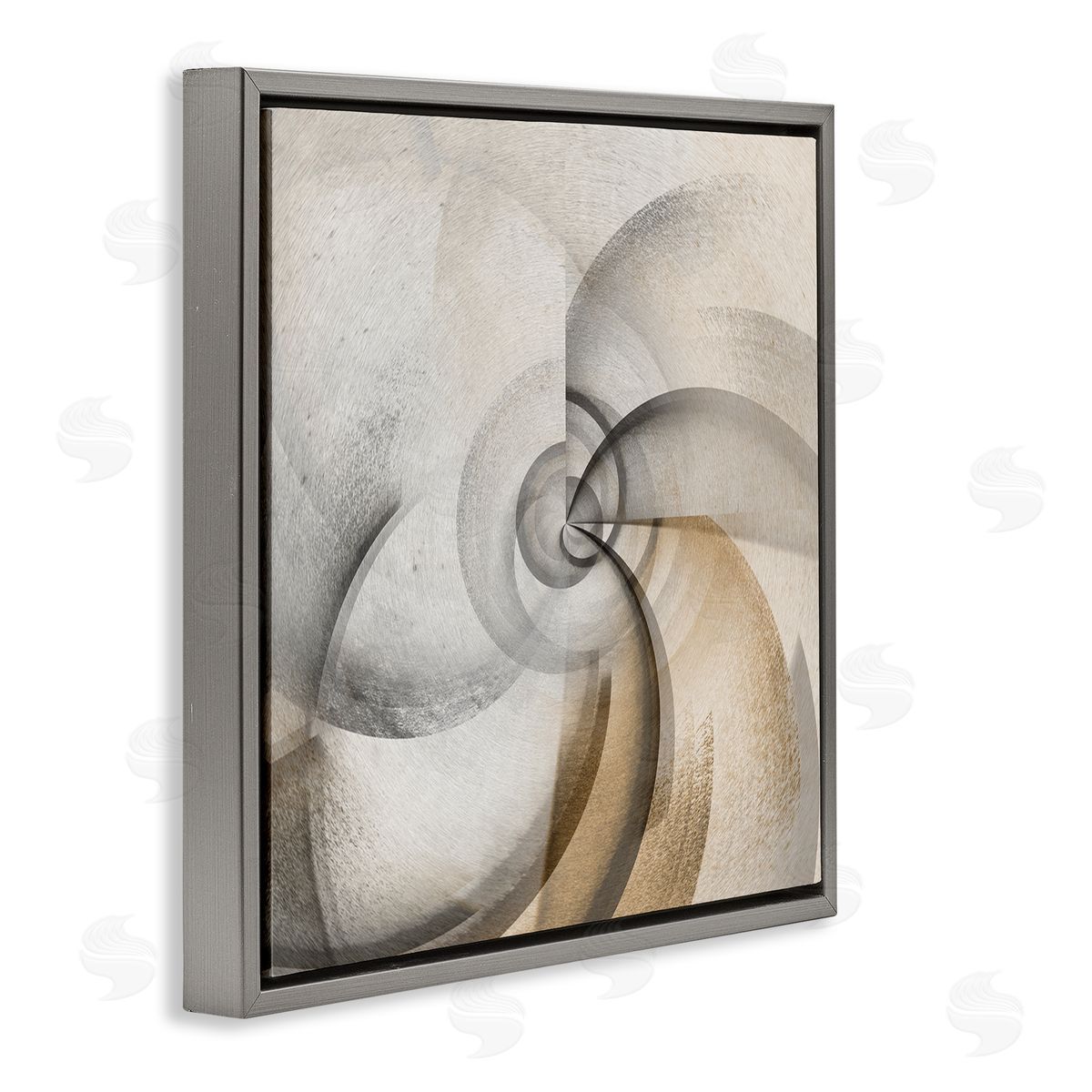 Noah Bay Spinning Vortex Abstract Gray Floating Frame Canvas Wall Art Print